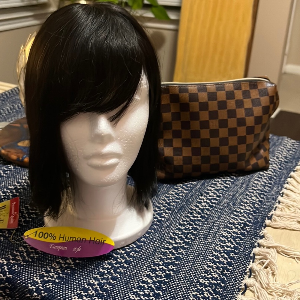 Beautiful human hair, black (1b) wig